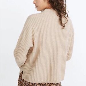 Madewell Beige Ribbed Cashmere  mock Turtleneck Sweater